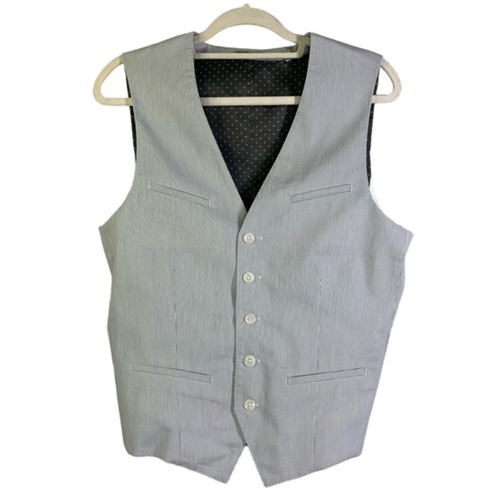 EXPRESS Light Gray Pinstripe Single-Breasted Suit Vest
